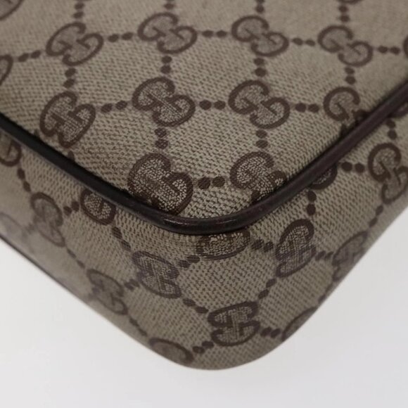 GUCCI GG Supreme Web Sherry Line Shoulder Bag PVC Beige Gold Red Auth 95726 - Picture 5 of 16